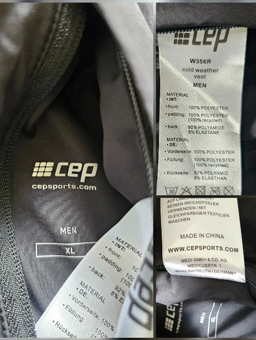 Cep Cold Weather Reversible Vest Wind Water Resistant XL